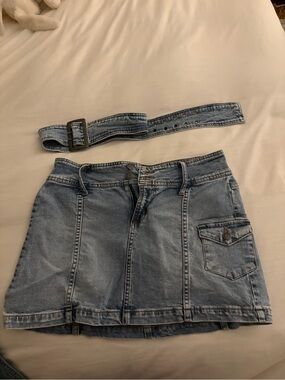 wild fable Light Blue Denim Mini Skirt with Belt
